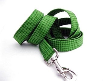 Houndstooth Dog Leash - Emerald Houndstooth