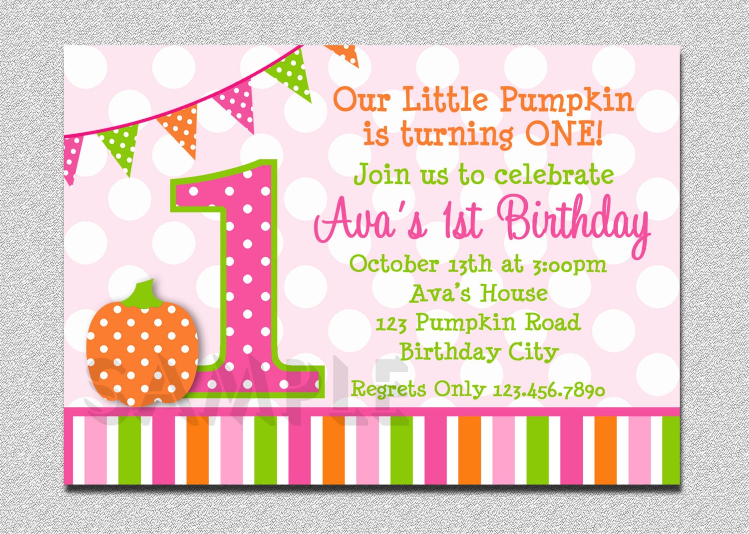 Pumpkin Birthday Invitations 1