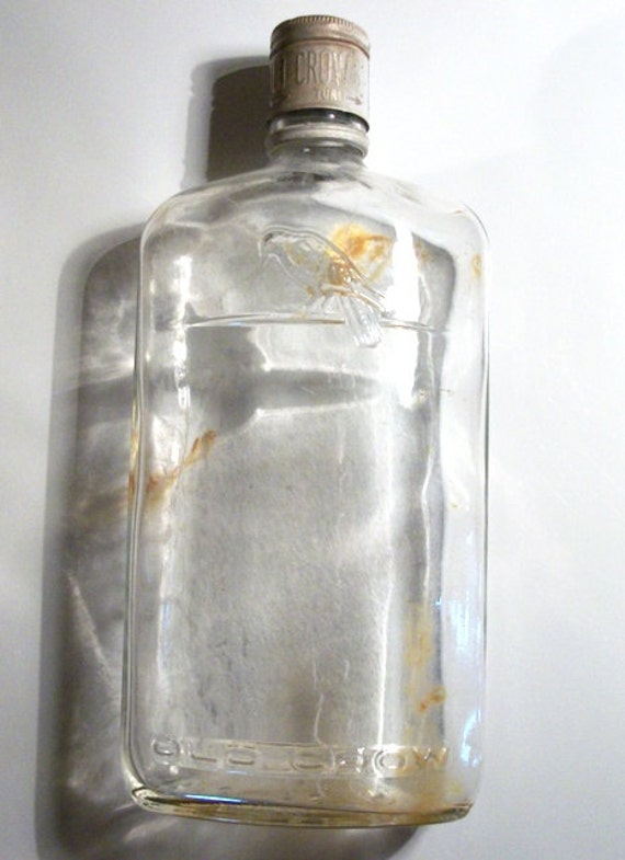 OLD CROW Whiskey Bottle w/ Screw Cap Vintage Collectible FUN
