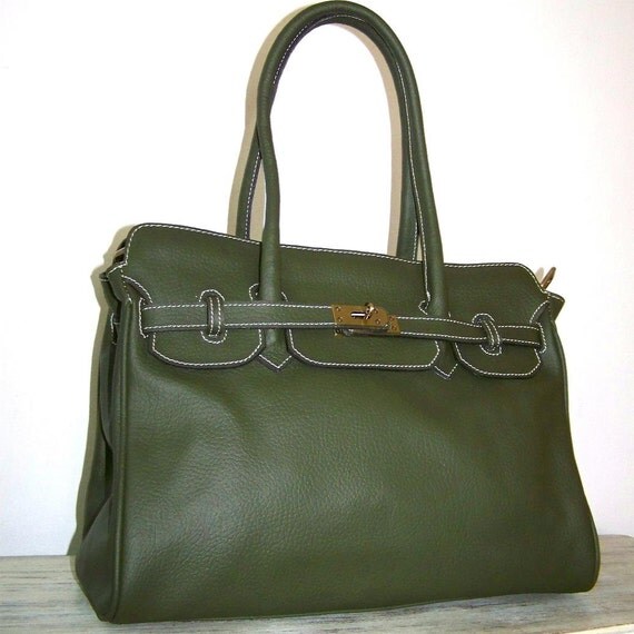 SPECIAL OFFER Olive Green Leather Handbag Leather by ChicLeather