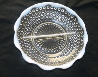 Vintage Anchor Hocking Moonstone Opalescent Divided Relish Dish