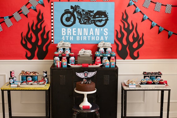 Motorcycle Biker Birthday Printable Party - Custom Package Il_570xn