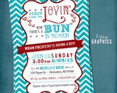 First Came the Lovin. Chevron Bun in the Oven Baby Shower Invite by Tipsy Graphics. Any colors Il_170x135