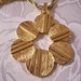 Circle Pendant Necklace Gold Tone Vintage Trifari Brushed Raised Bars Twisted Rope Chain