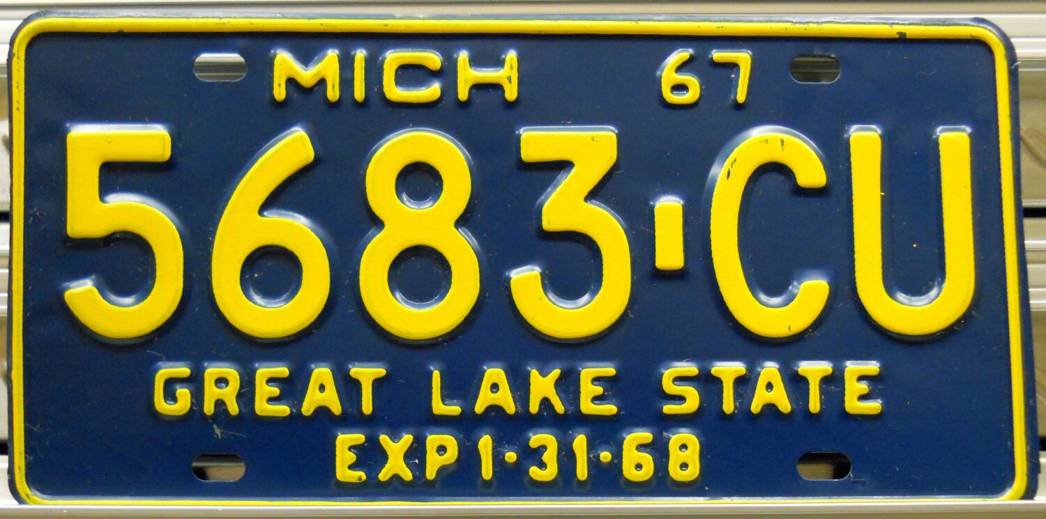 1967 Michigan License Plate Tag Great Lake State