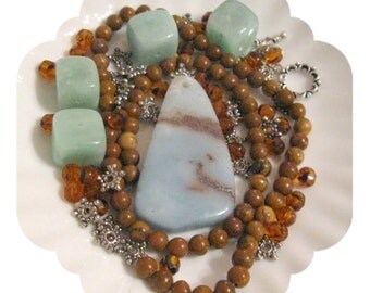 Beads a Plenty, Amazonite, Jasper, Czech Glass, Pewter, Silver, Pendant Focal Beads Jewelry Necklaces DIY