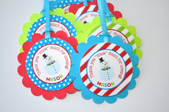 Snowman Favor Tags - Winter Onederland Birthday Party Decorations - Christmas Party Favor Tags - Set of 12 Il_570xn