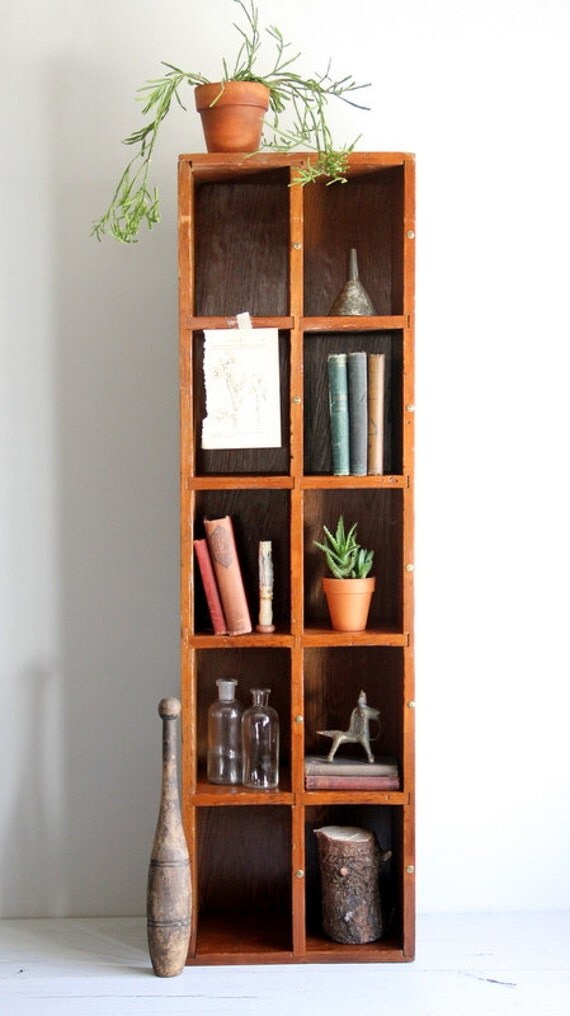 vintage wood cubby / book / curiosity shelf