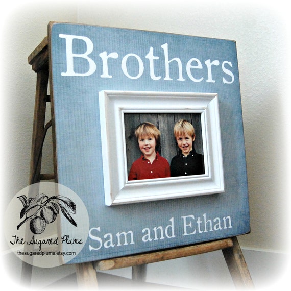BROTHERS Personalized Picture Frame 16x16 First Birthday Boys