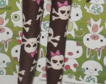 Brown with skull and pink bow tights leggins for blythe