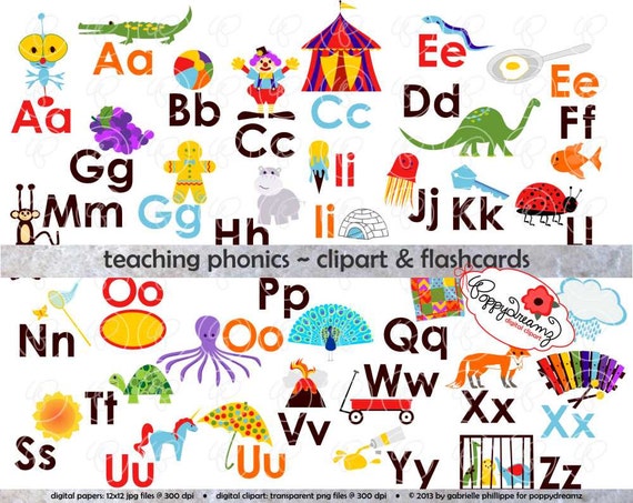 worksheets a short phonics Set Phonics (300 Teaching & Digital Clipart Image Flashcards: Digital