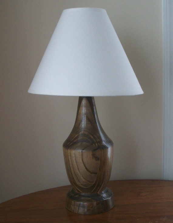 Turned Wood Lamp Pine Table Lamp by KEScarvings on Etsy