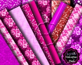 Hot Pink DIGITAL PAPER, 20 Deep Pink Printable Scrapbooking Paper , Great for Valentines Day Crafting Il_170x135