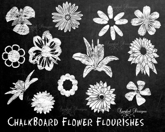 Chalkboard Floral Flourishes Chalkboard Clip Art Chalkboard Wedding Clip art Chalkboard Flourishes Rustic Chalkboard Flourishes Instant Il_570xn