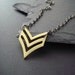 Chevron Necklace, Geometric Design, Military Jewelry, Raw Brass Triangle Accessory