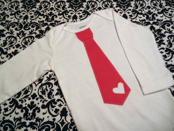 Valentine's Tie Onesie Heart Tie Onesie Boys by LauraBethCreations