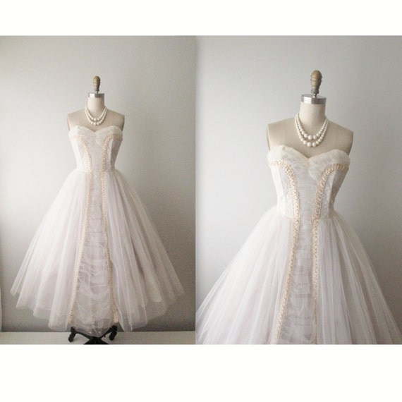 50s Wedding Dress // Vintage 1950's Strapless by TheVintageStudio