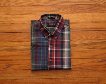 mens vintage Gant multi plaid button down shirt