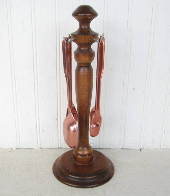 Vintage Wood Measuring Spoon Holder / Jewelry Holder