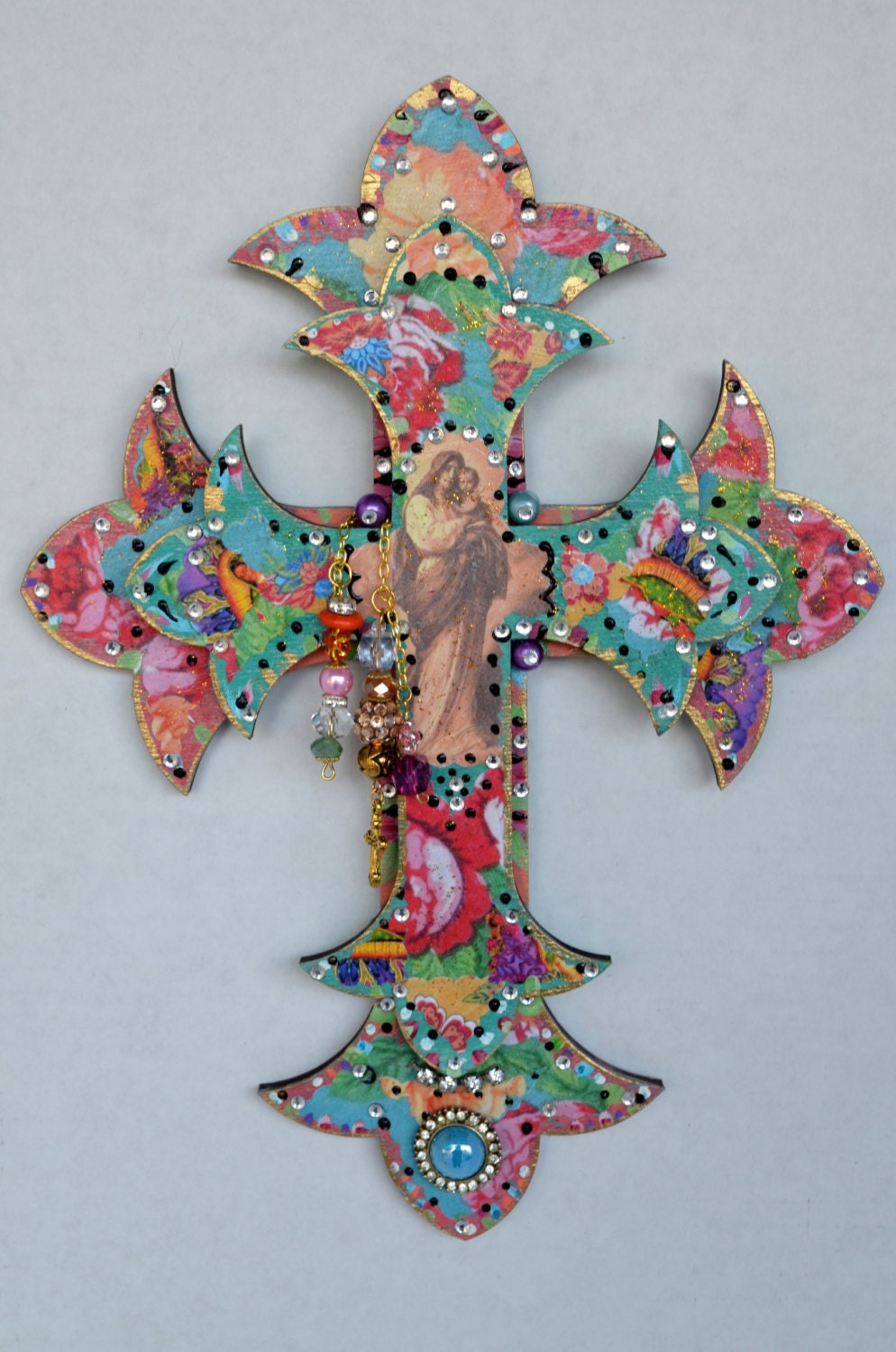 Virgen de Guadalupe Wooden Cross Religious Mexican Art