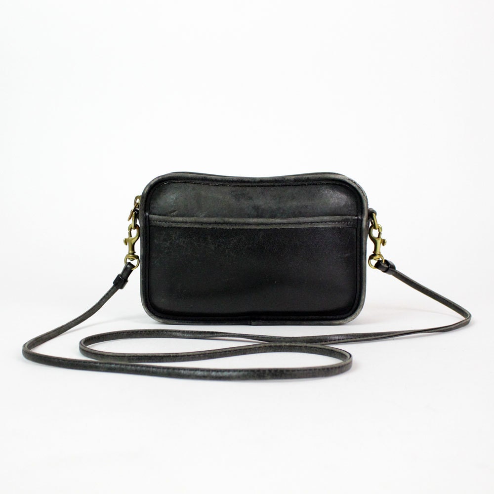 Coach black crossbody bag / distressed leather sling bag
