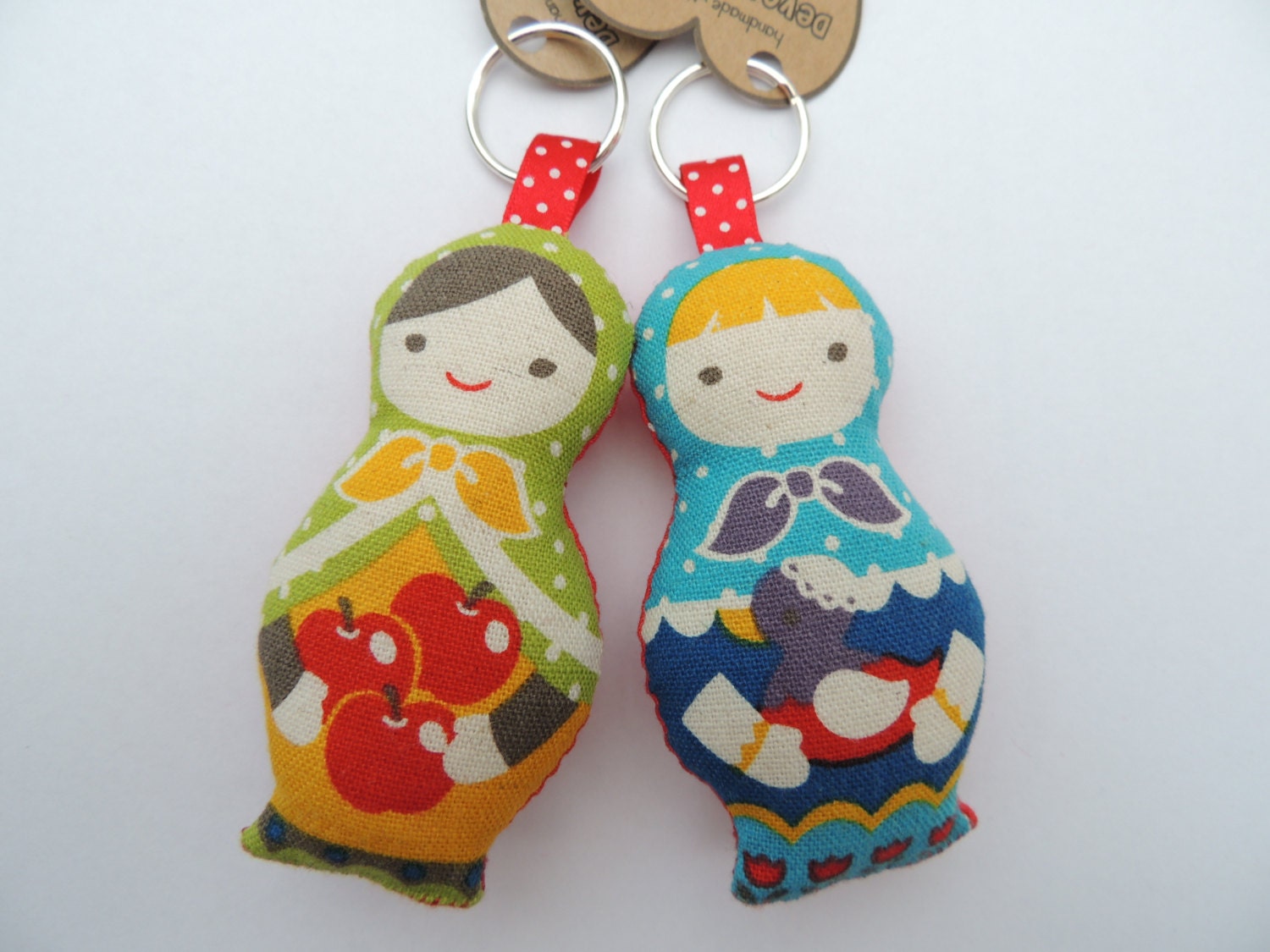 Russian Doll Keyring / Handbag Charm x1 blue or green