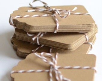 20 Kraft Paper Tags, Die Cut Tag, Gift Tags, 20 Labels, Brown Die Cuts