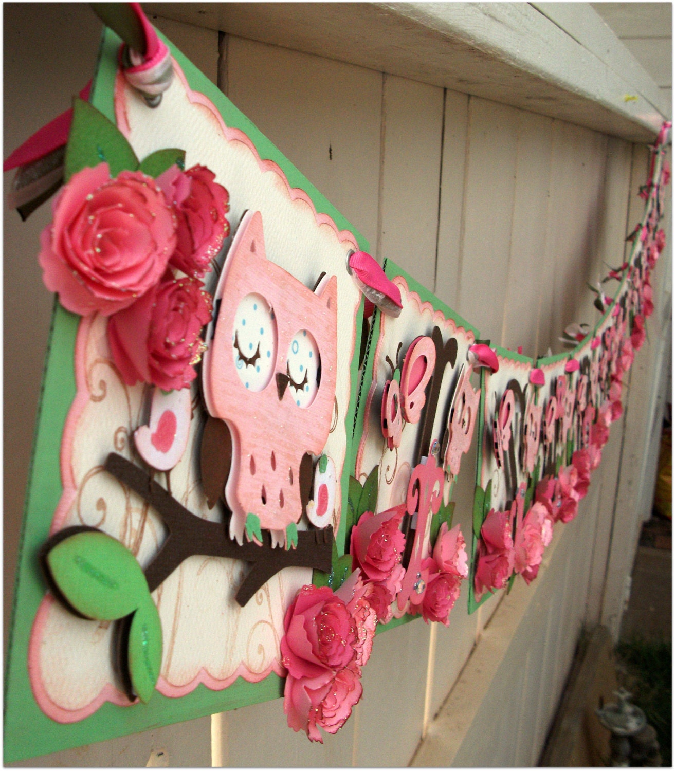 Handmade Banner Custom made GO GREEN Name Banner Happy