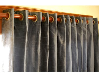 Dull Blue Silk Curtain 52"x84" Grommet Drapes Home And Living Bedroom Decor And Housewares Valance Window Treatments Blackout Curtain Panels