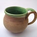 green coffee mug with handle, natures rustic pottery
