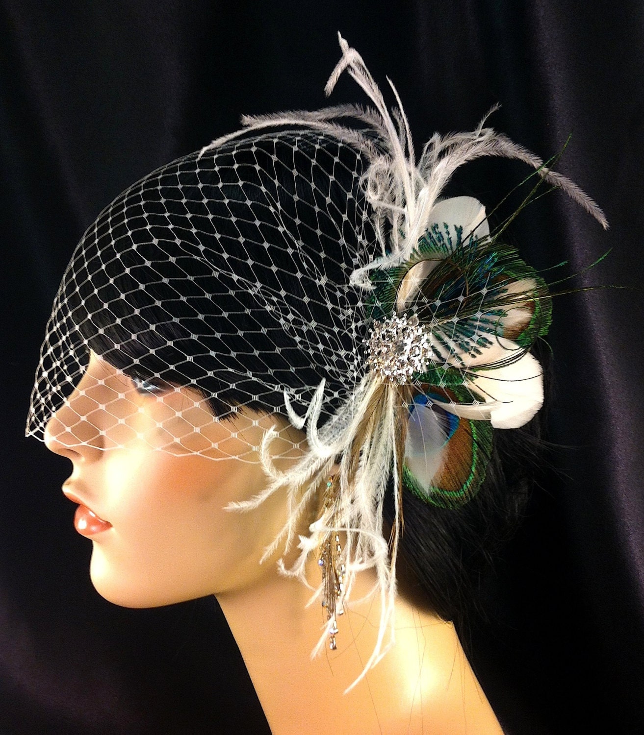 Bridal Feather Fascinator Bridal Fascinator by IceGreenEyes