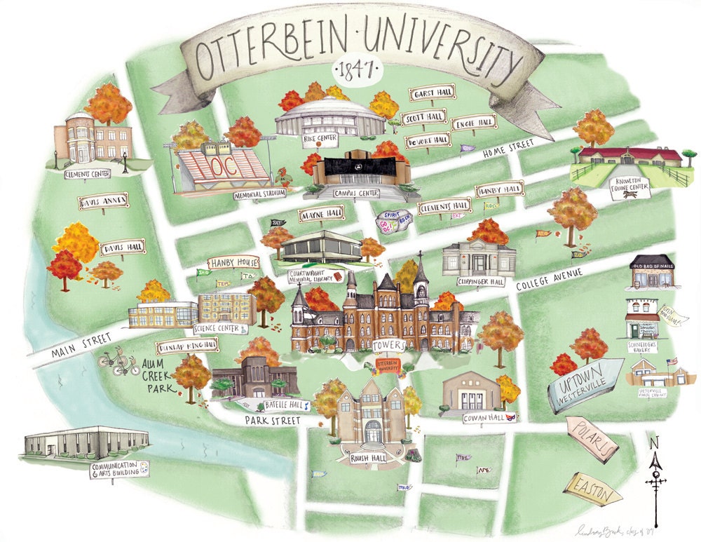 8x10 Otterbein University Campus Map