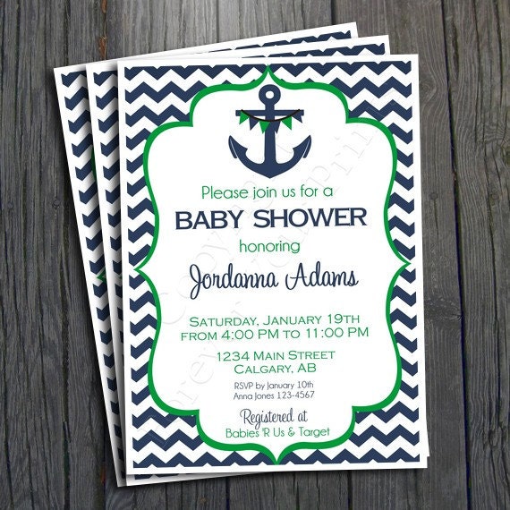 Nautical Baby Shower Invitation - FREE Thank You Card included Il_570xn