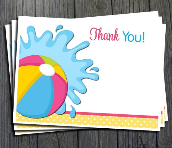 Items similar to Pool Party Thank You Card - INSTANT DOWNLOAD on Etsy