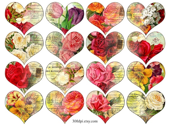 hearts clip art Printable Download Digital Collage Sheet