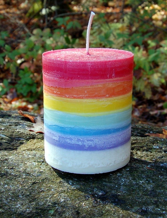 Rainbow Chakra Pillar Candle Palm Wax by nikkisnature on Etsy