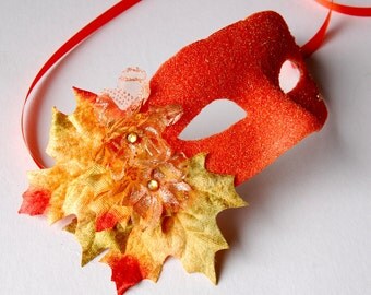 MASK - Autumnal Bonfire- masquerade mask, Mardi Gras, ballroom, fairy, Venetian, Halloween