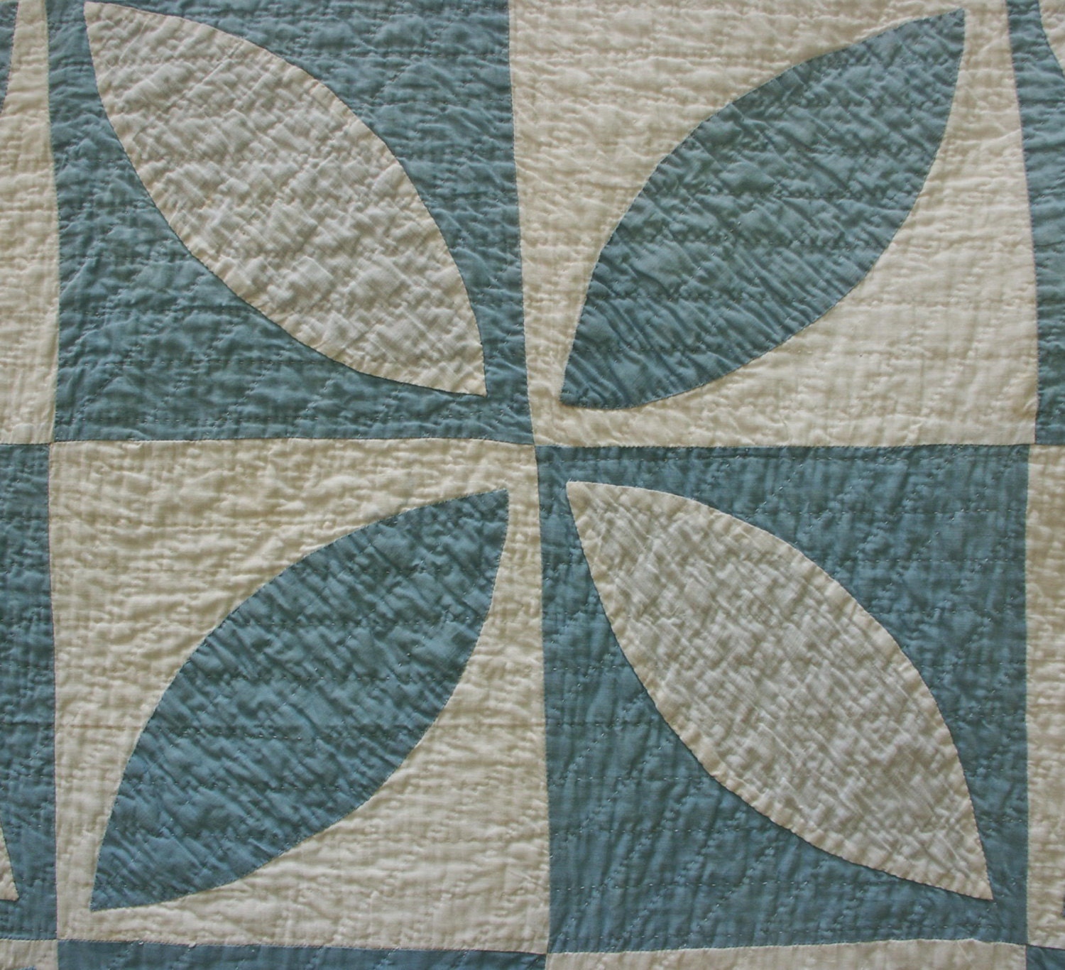 Orange Peel Quilt Blue and White Hand Appliqued and Quilted