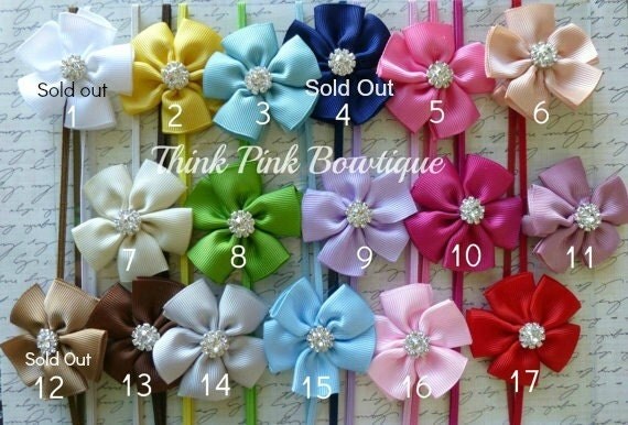 Choose your color headband, baby headband, baby girl headband,newborn headband. by ThinkPinkBows