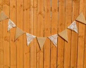 Burlap and Lace Banner, Burlap & Lace Bunting, Burlap Lace Garland, Wedding Banner, Party Banner, Birthday Banner, Party Banner, Party Decor