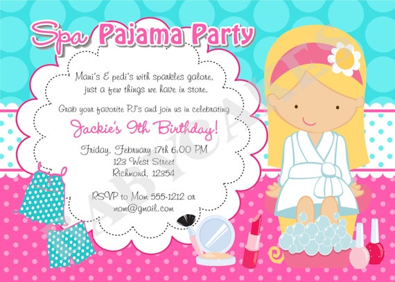 Pajama Spa Party Invitations 3