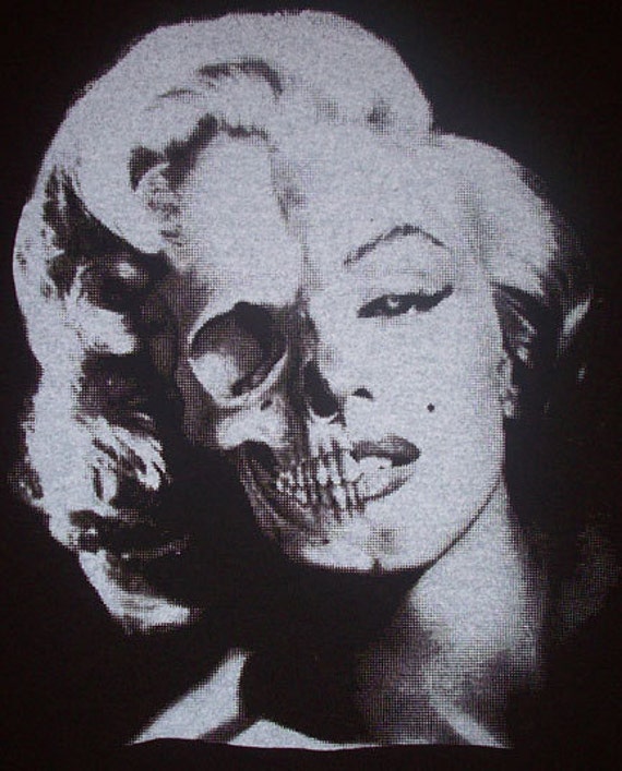 Items similar to Marilyn Monroe half Skull Face Halftone