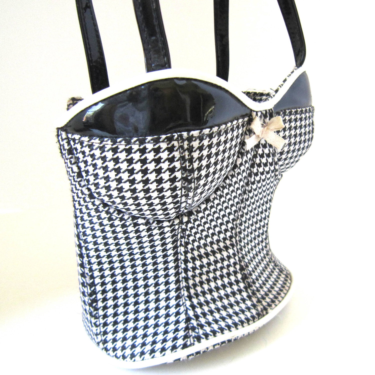 BUSTIER CORSET HANDBAG // Black and White by TimeCycled on Etsy
