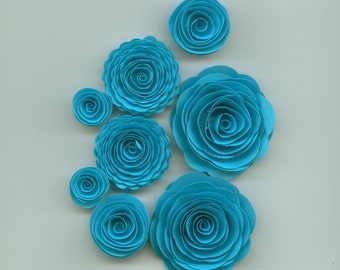 Splash Blue Handmade Spiral Paper Flowers