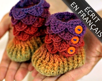 CROCHET PATTERN: Chaussons de Bébé au Point Crocodile (Tailles bébé) - Permission to Sell Finished Product
