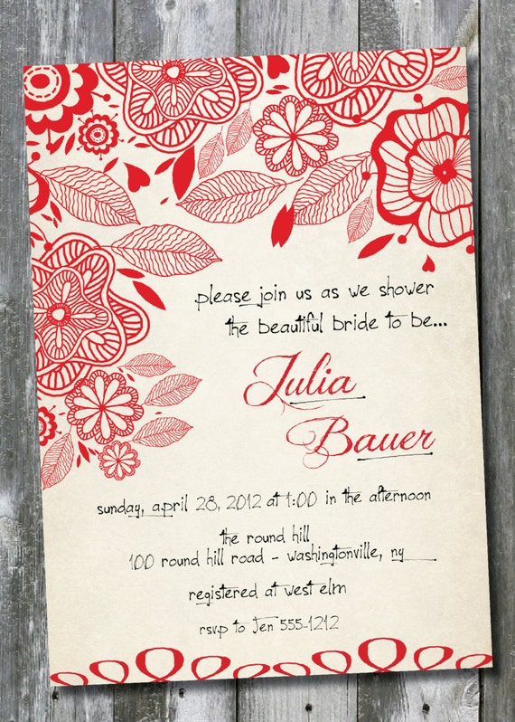 Handwritten Bridal Shower Invitations 3