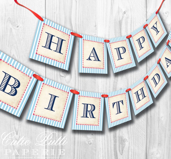 Nautical Party, Sailor Party - PRINTABLE BIRTHDAY BANNER - Cutie Putti Paperie Il_570xn