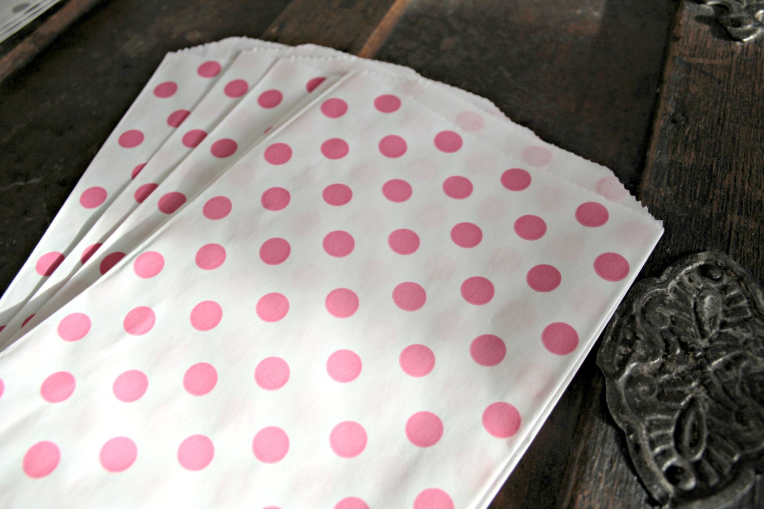 pink polka dot favor bags 25 paper treat bags
