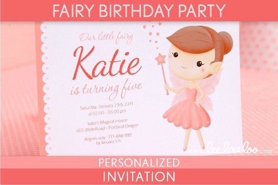 Fairy Birthday Party Invitation Personalized Printable // Pink Fairy - B3Pa2 Il_570xn