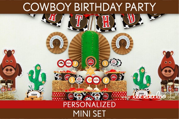 Cowboy Birthday Party Package Collection Set Mini Personalized Printable // Cowboy - B11Pz1 Il_570xn